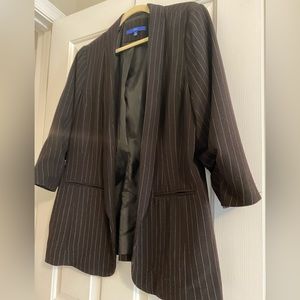 Black and white pinstripe boyfriend style blazer